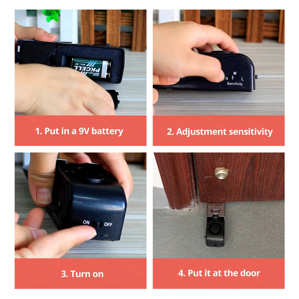 Door Stop Alarm — 120dB Wedge for Hotels & Rentals