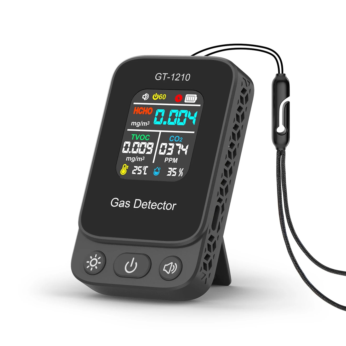 Latest 5-in-1 CO2 Detector Carbon Dioxide TVOC HCHO Tester Temperature Humidity Meter Rechargeable Air Quality Monitor Detector