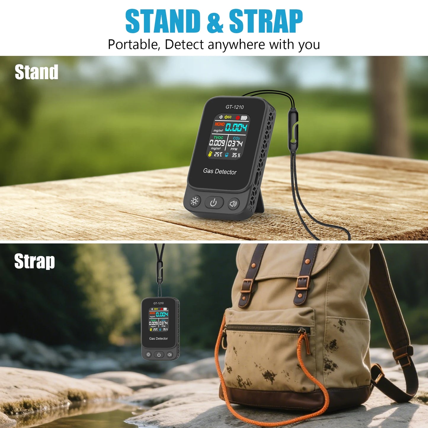Latest 5-in-1 CO2 Detector Carbon Dioxide TVOC HCHO Tester Temperature Humidity Meter Rechargeable Air Quality Monitor Detector