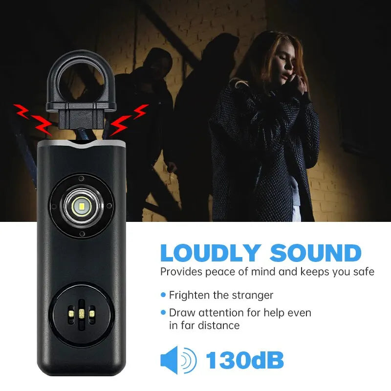 Personal Safety Alarm — 130dB Siren & Strobe Keychain