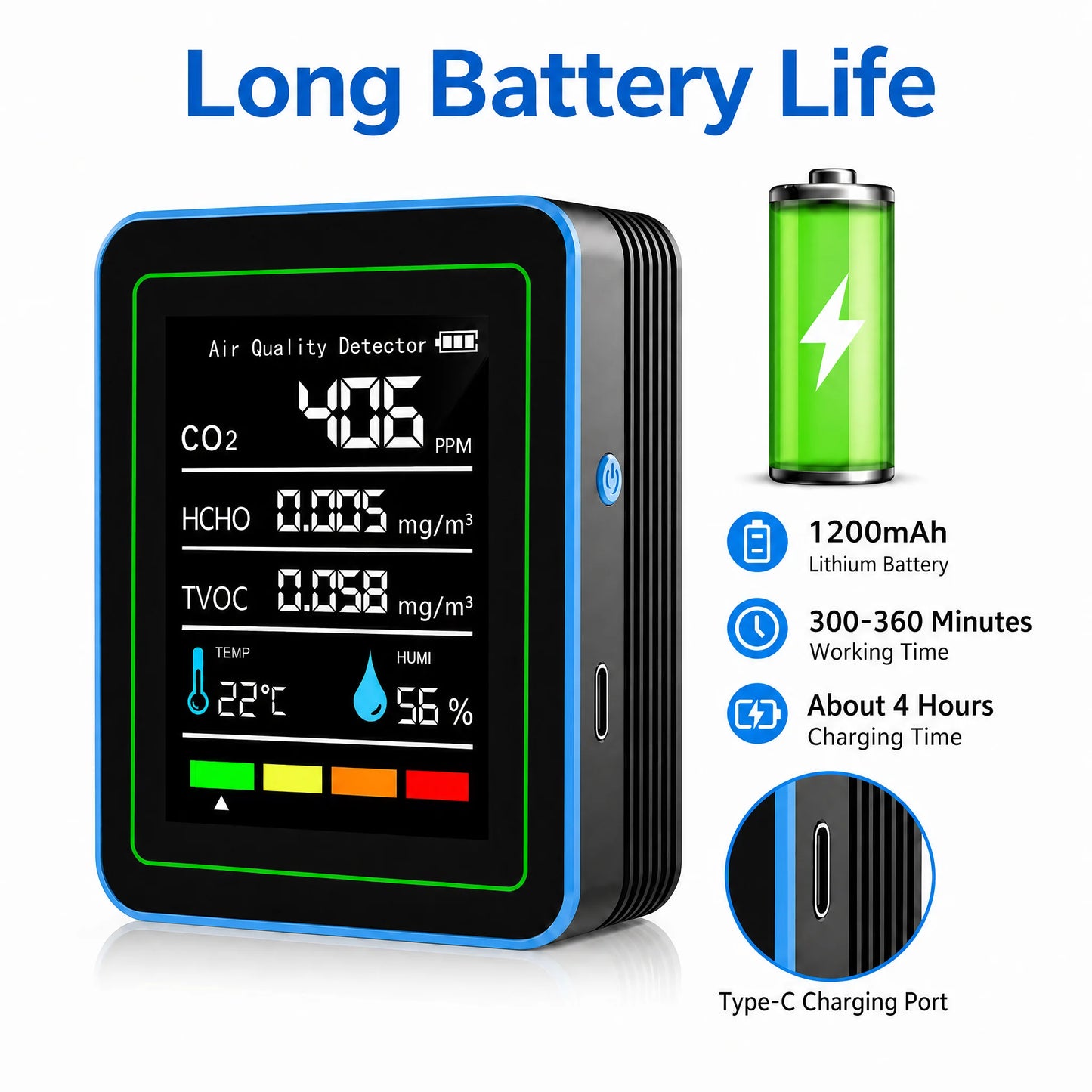 NEW HOT Multifunctional CO2 Meter 5 in 1 Digital Temperature and Humidity Tester Carbon Dioxide Detector TVOC HCHO