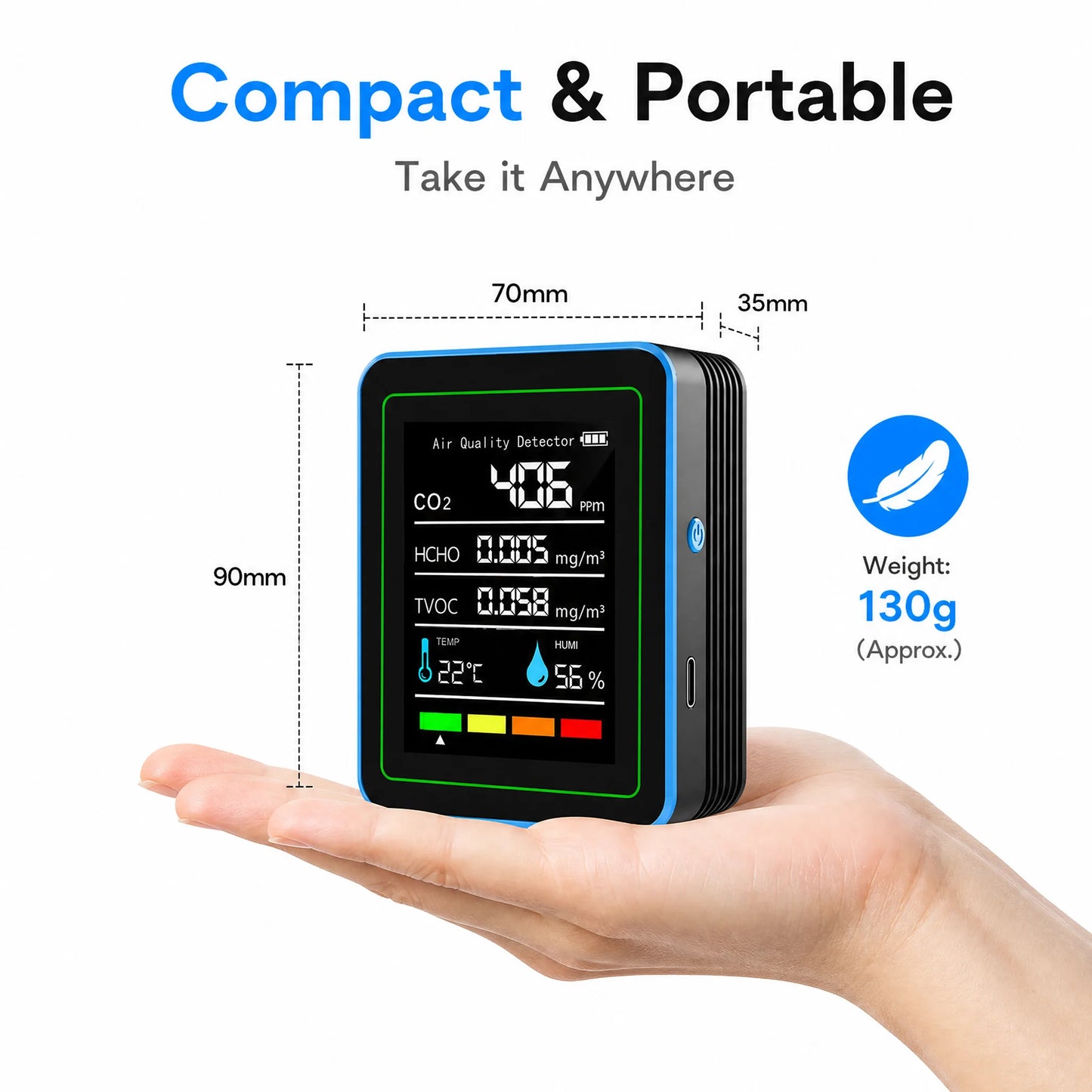 NEW HOT Multifunctional CO2 Meter 5 in 1 Digital Temperature and Humidity Tester Carbon Dioxide Detector TVOC HCHO