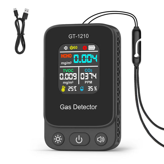 Latest 5-in-1 CO2 Detector Carbon Dioxide TVOC HCHO Tester Temperature Humidity Meter Rechargeable Air Quality Monitor Detector